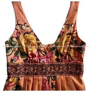 Forever 21 floral sleeveless beaded embellished empire waist V-neck top